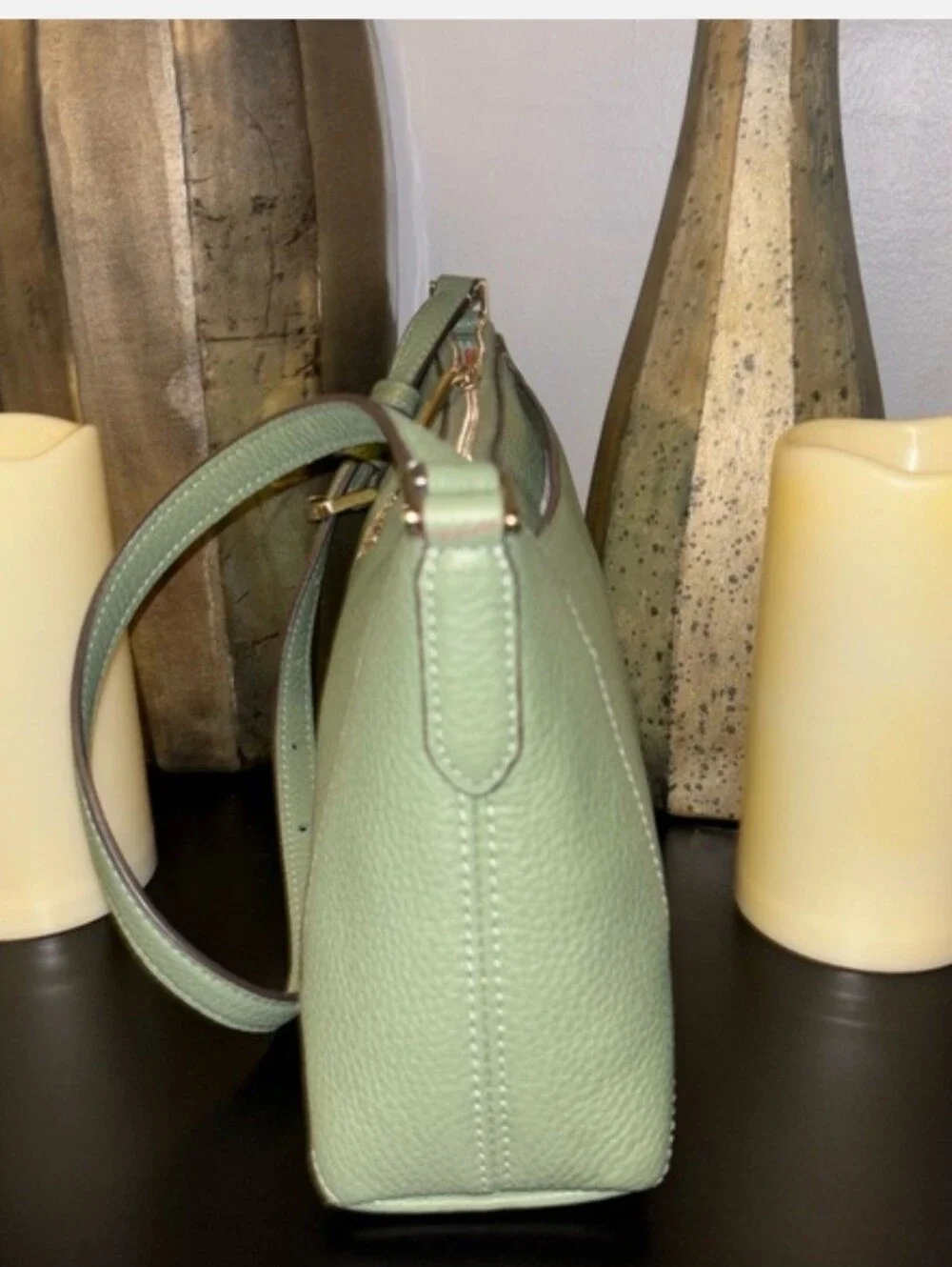 kate spade Lena Green Leather Converable Wristlet Shoulder Bag